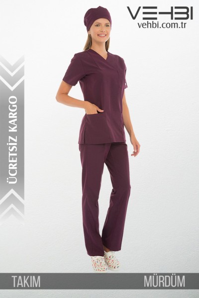Zarf Yaka Doktor Hemşire Forma Takım (Alpaka Kumaş-Klasik Kol-Kadın)