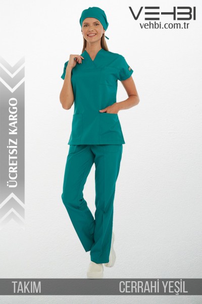 Zarf Yaka Doktor-Hemşire Forma Takım (Terikoton Kumaş-Yarasa Kol-Bayan)