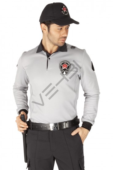 Yeni Tip Kamu Özel Güvenlik Erkek Kışlık Uzun Kol Tişört (İçi Şardonlu) - 3D Arma Hediyeli