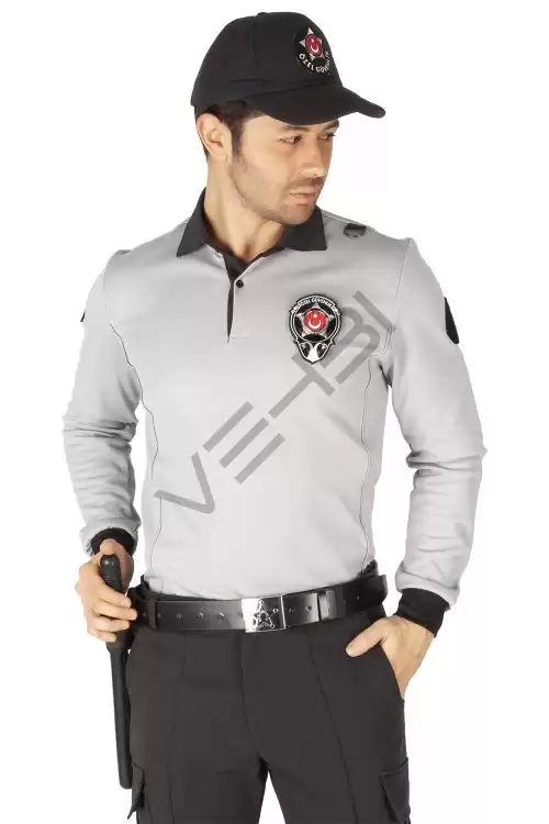 Yeni Tip Kamu Özel Güvenlik Erkek Kışlık Uzun Kol Tişört (İçi Şardonlu) - 3D Arma Hediyeli