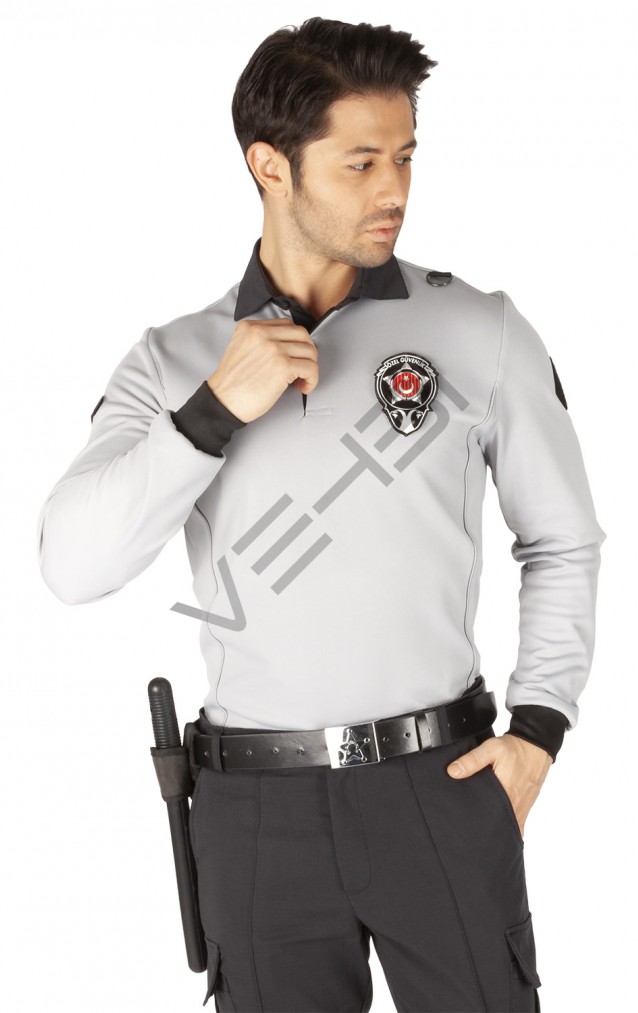 Yeni Tip Kamu Özel Güvenlik Erkek Kışlık Uzun Kol Tişört (İçi Şardonlu) - 3D Arma Hediyeli