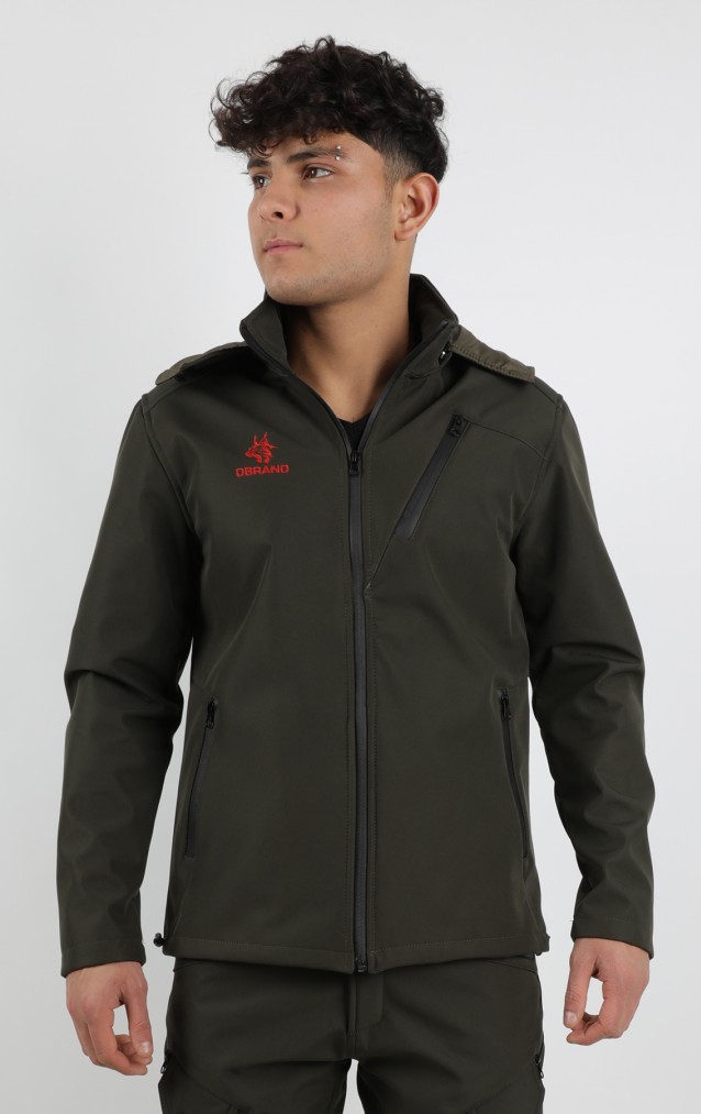 Obrano Outdoor Haki Yeşil Mont Kapüşonlu Softshell