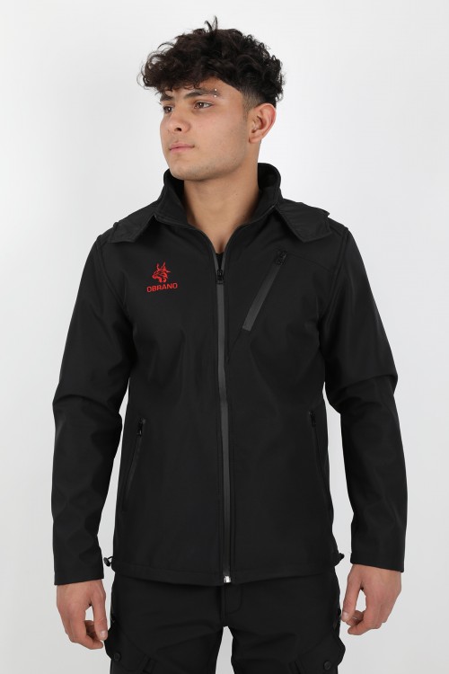 Obrano Outdoor Siyah Mont Kapüşonlu Softshell