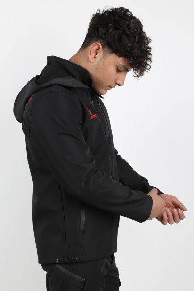 Obrano Outdoor Siyah Mont Kapüşonlu Softshell