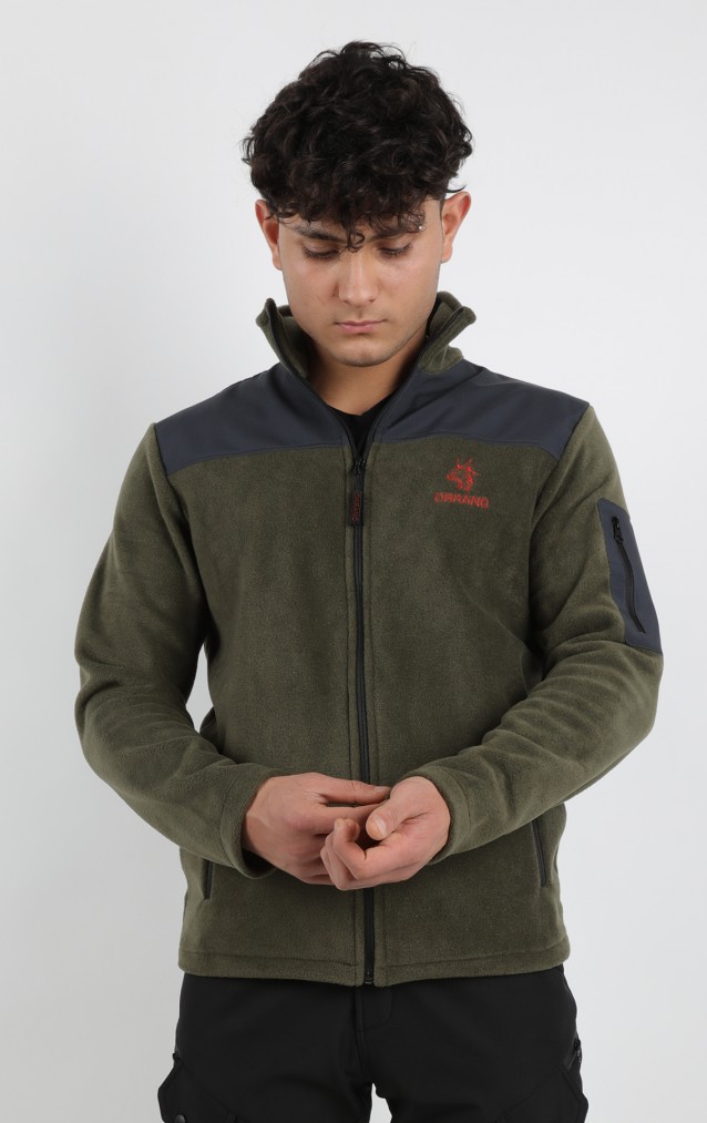 Obrano Outdoor Haki Yeşil Polar Ceket Softshell Kumaş Detaylı Tactical