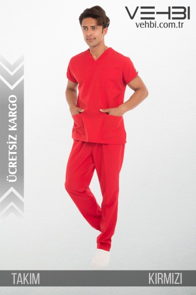 V Yaka Doktor-Hemşire Forma Takım (Terikoton Kumaş-Dr Greys-Erkek)