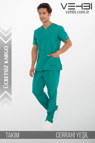 Zarf Yaka Doktor-Hemşire Forma Takım (Terikoton Kumaş-Klasik Kol-Erkek)