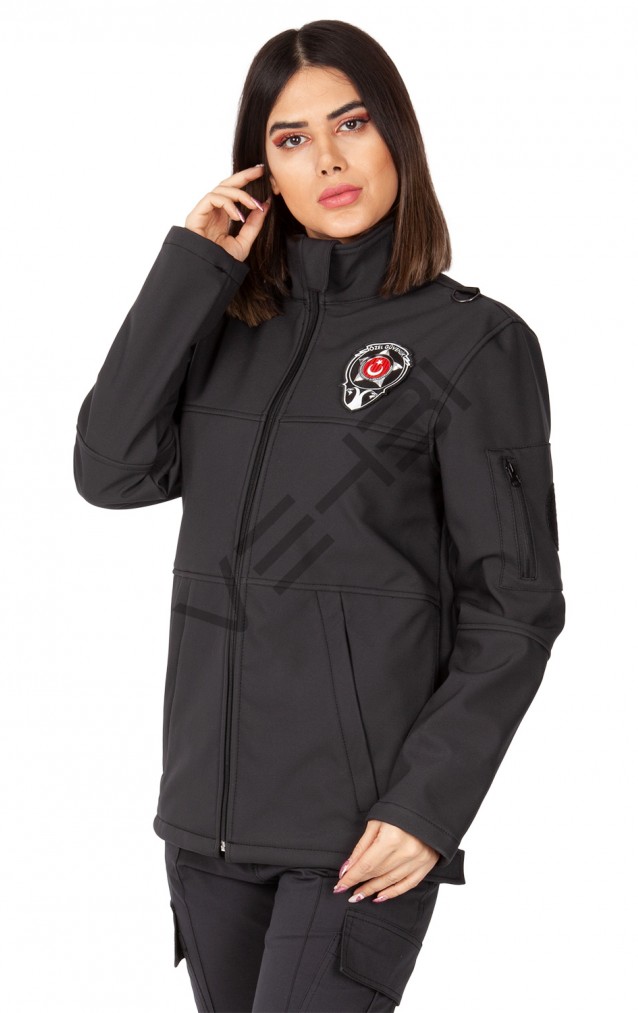 Yeni Tip Kamu Özel Güvenlik Kadın Softshell Mont - 3D Arma Hediyeli