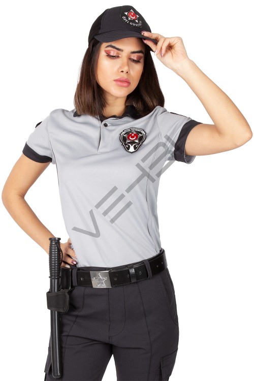 Yeni Tip Kamu Özel Güvenlik Kadın Yazlık Kısa Kol Tişört - 3D Arma Hediyeli