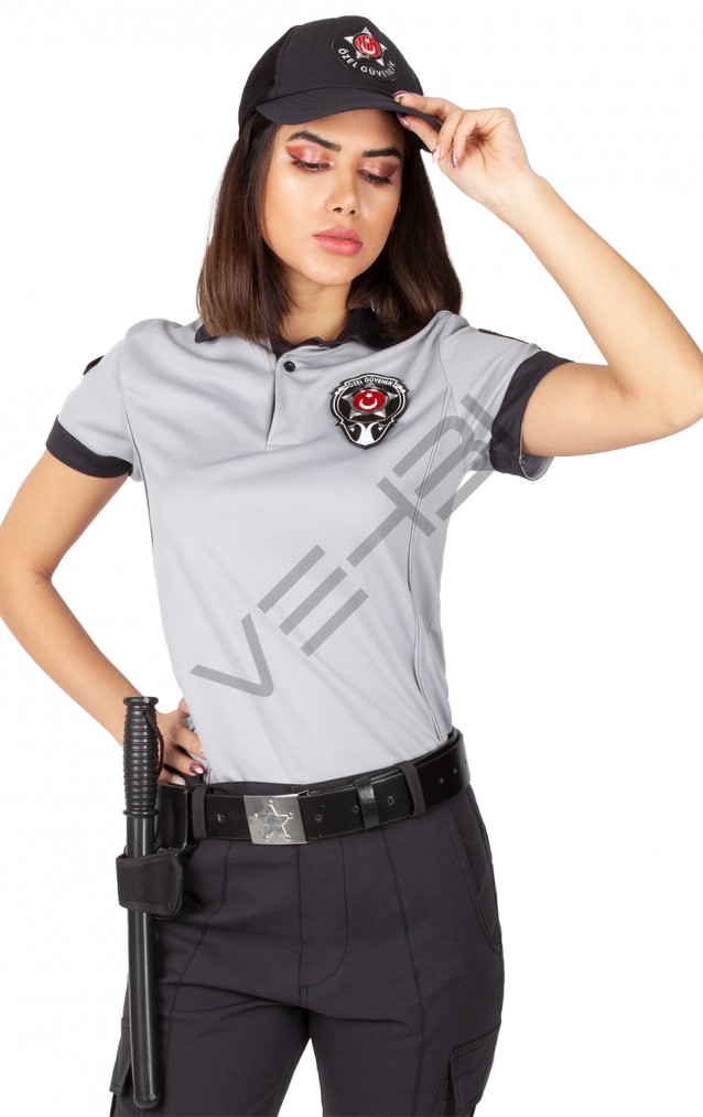 Yeni Tip Kamu Özel Güvenlik Kadın Yazlık Kısa Kol Tişört - 3D Arma Hediyeli