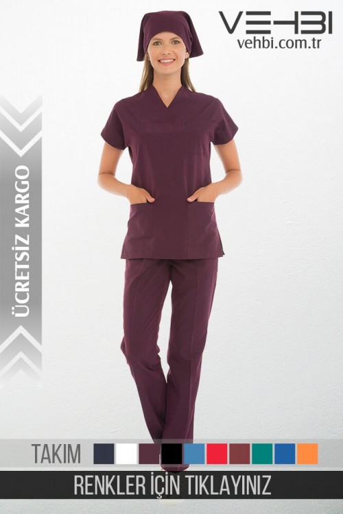 Zarf Yaka Doktor-Hemşire Forma Takım (Terikoton Kumaş-Yarasa Kol-Bayan)